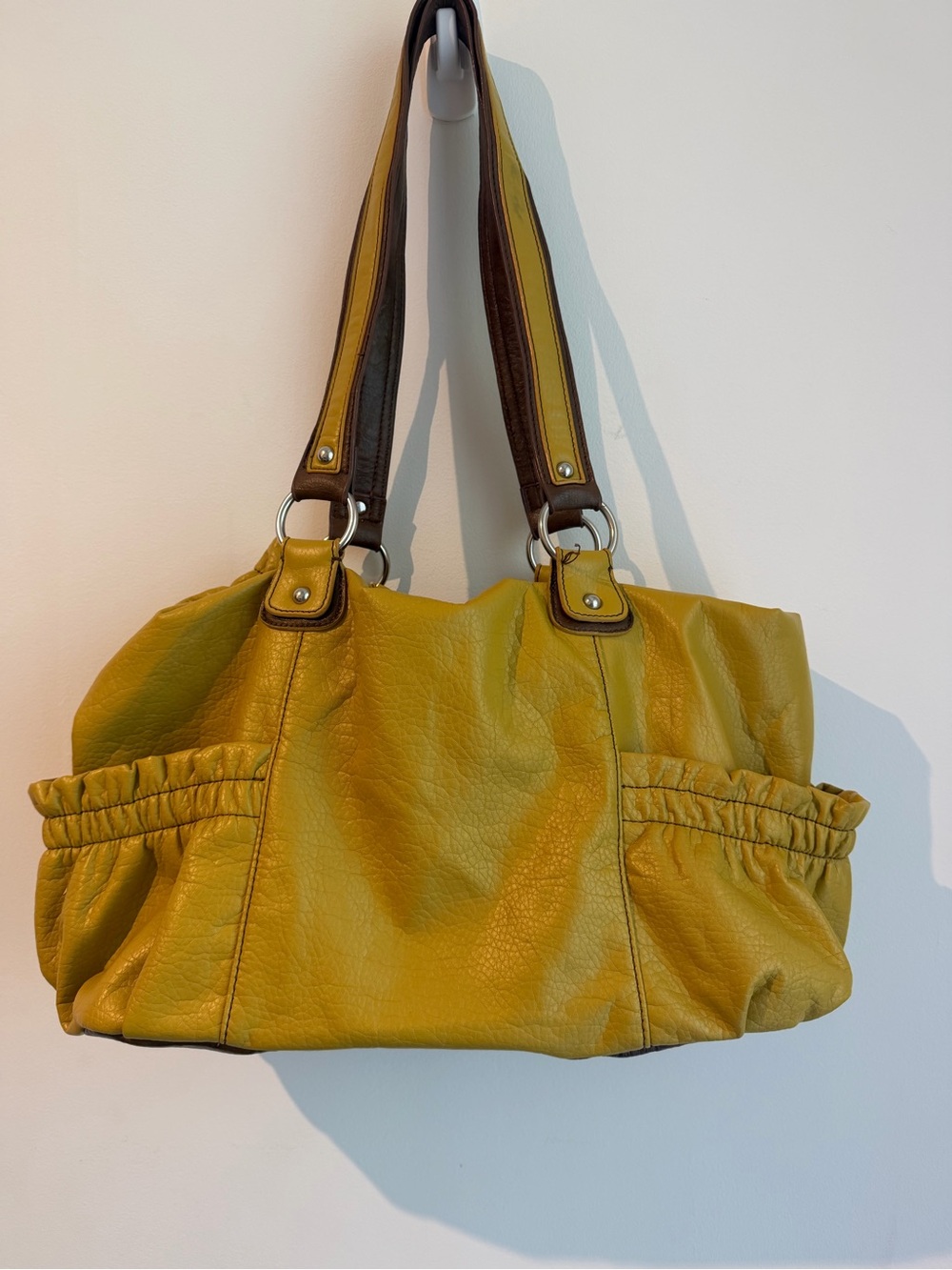 Everyday Mustard Shoulder Tote with Dual Zip Accents - Picture 3 of 5